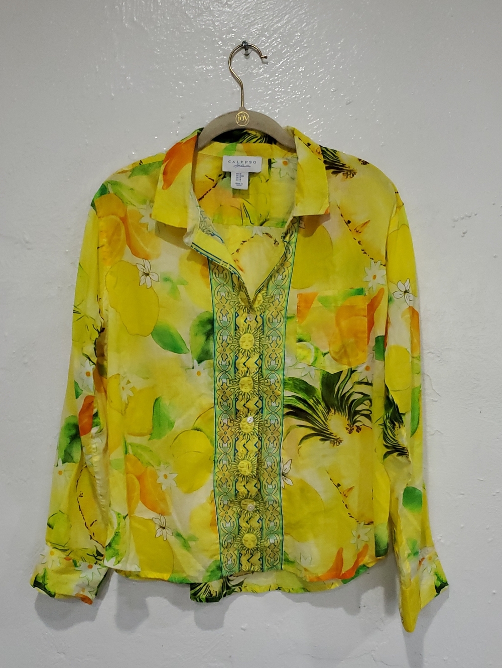Calypso St. Barth Lightweight Blouse With Sun Print